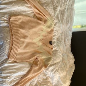 Vintage pink and white large crop sweater